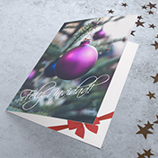 Tarjeta esfera de navidad lila en arbol - Tarjetas Navideñas para empresas -  Navidad 2023